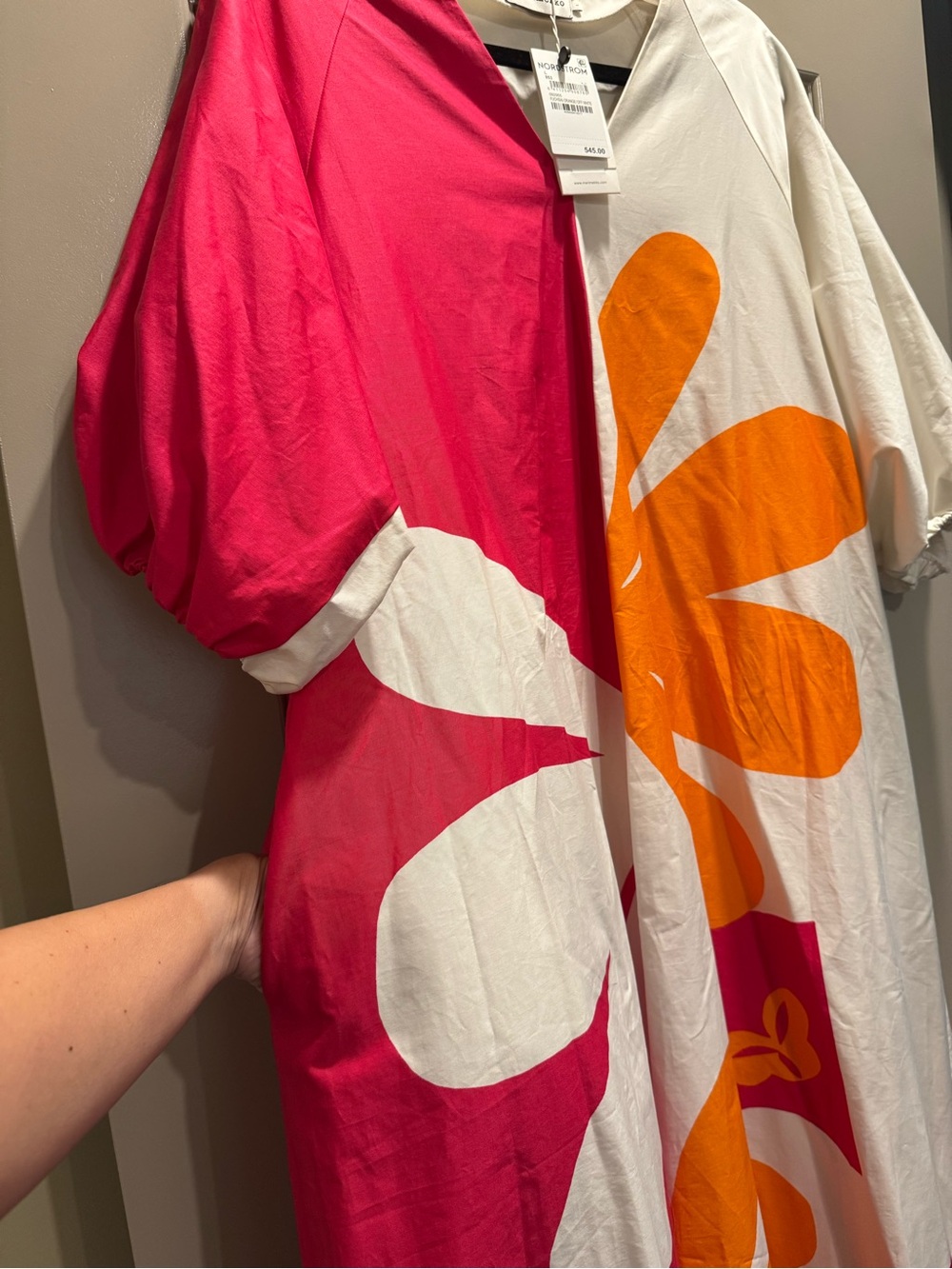 NWT Marimekko Karkelo Kolmikko Maxi Dress Fuchsia Orange Off White Size L - Picture 5 of 9